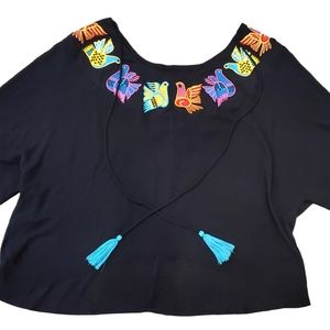 NEW Judith March 100% Rayon Womens Embroidered Blouse Size Medium